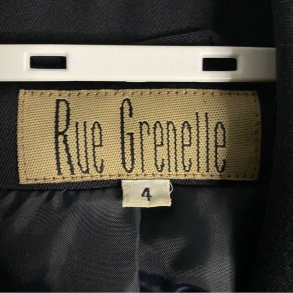 Rue Grenelle Women's Vintage Navy Double Breasted Wool Coat - Picture 5 of 9